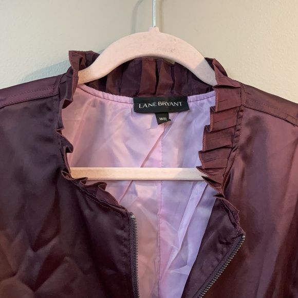 Lane Bryant burgundy satin bomber jacket 18/20 - Picture 3 of 7